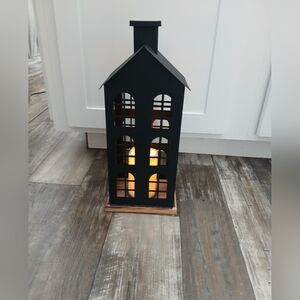 Galvanized Black Tall Lighted Metal House Decorative Farmhouse Battery Operated